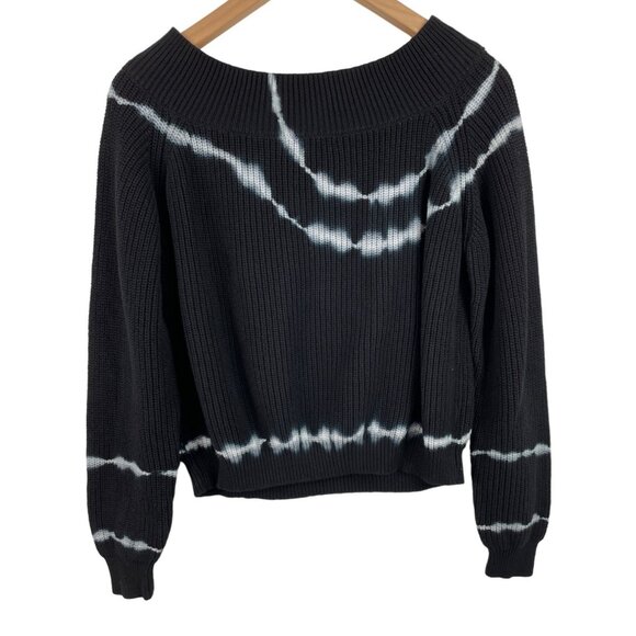 Gilded Intent Womens Size Medium Black &amp; White Cropped Long Sleeve Sweater - Picture 4 of 7